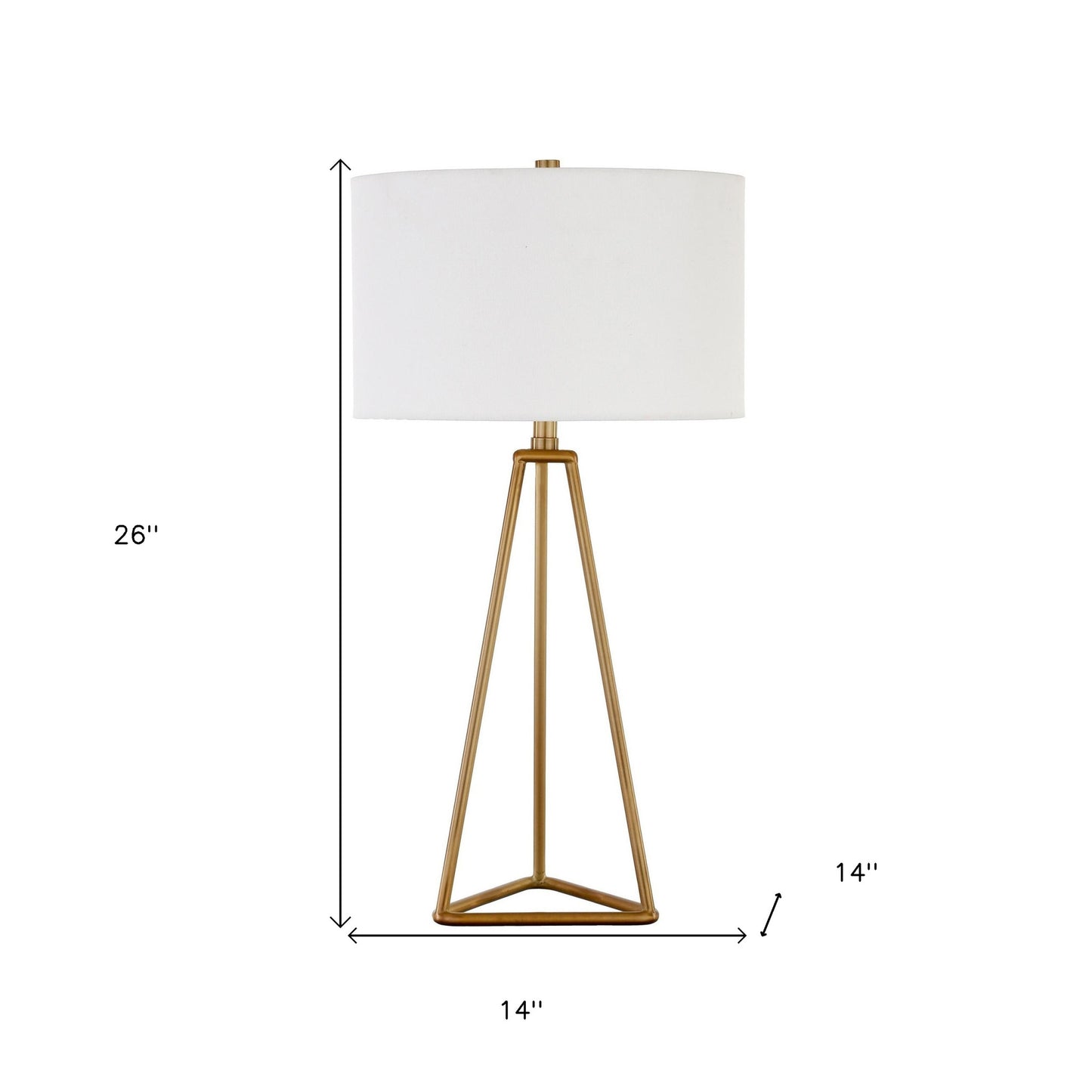 26" Gold Metal Table Lamp With White Drum Shade