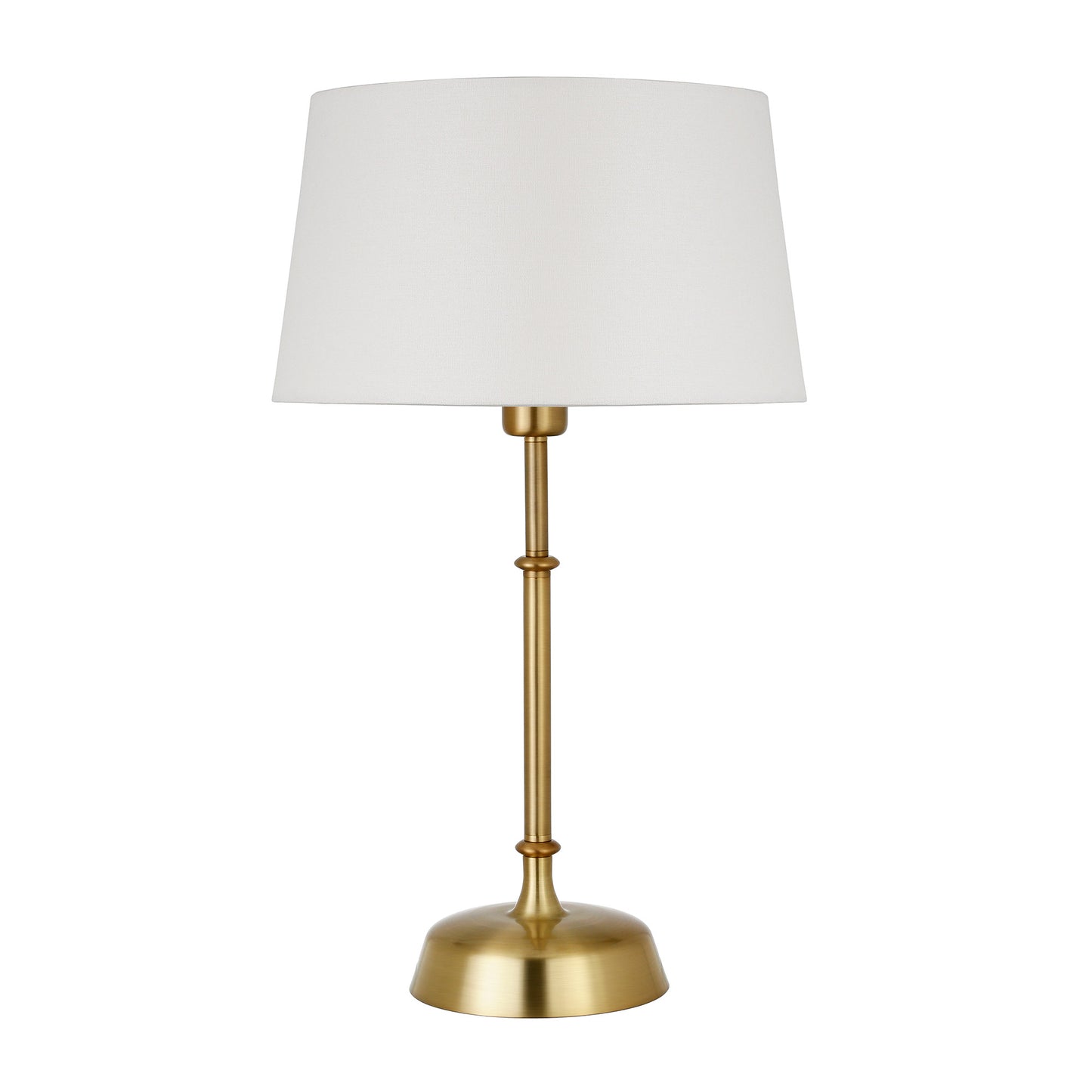 24" Brass Metal Table Lamp With White Drum Shade