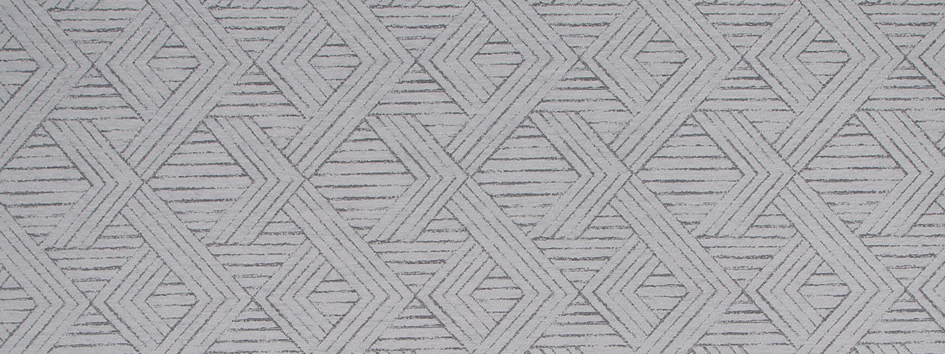Gray geometric lattice fabric texture with interlocking diamond and chevron pattern.