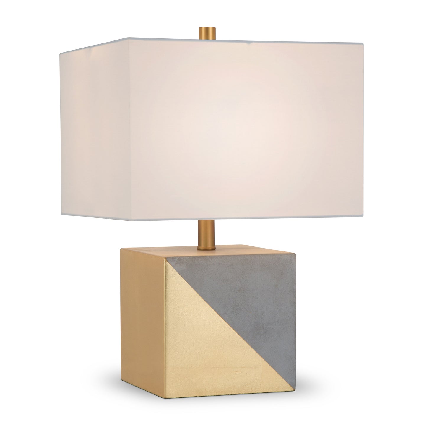 18" Gray and Gold Concrete Table Lamp With White Shade