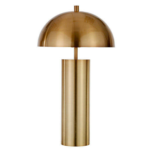 27" Brass Metal Table Lamp With Brass Dome Shade