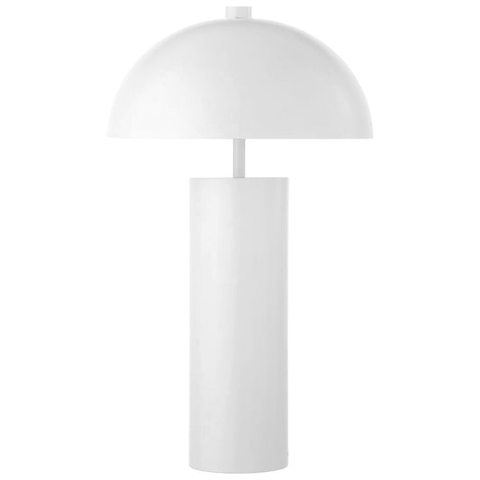 27" White Metal Table Lamp With White Dome Shade