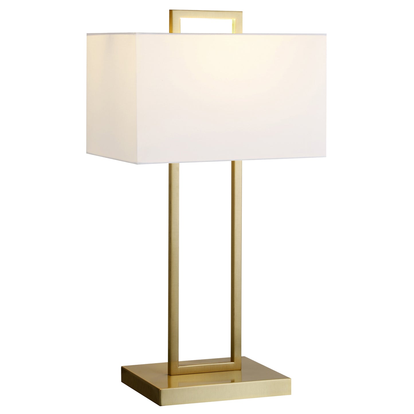 28" Brass Metal Table Lamp With White Shade