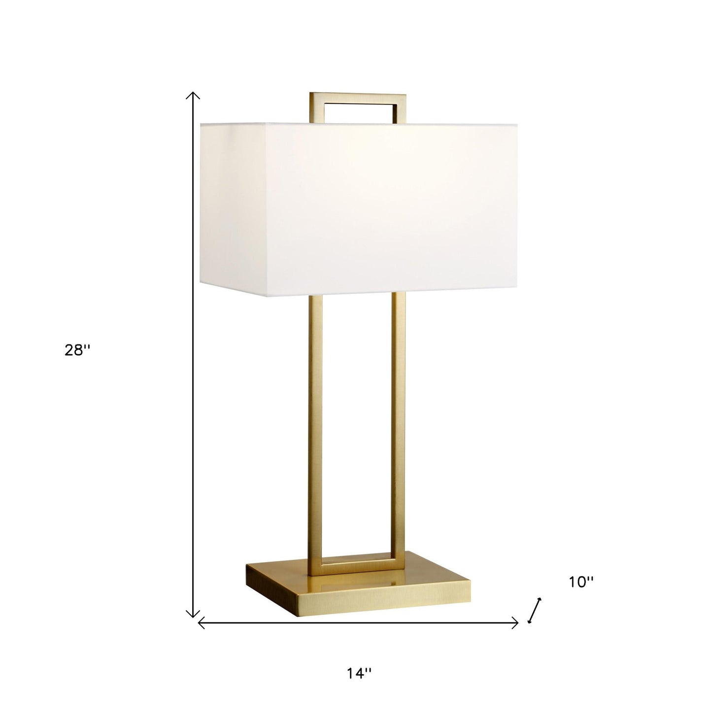 28" Brass Metal Table Lamp With White Shade