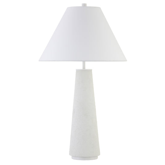 28" White Ceramic Table Lamp With White Cone Shade