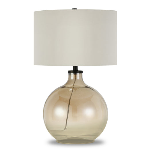 24" Gold Glass Table Lamp With White Drum Shade