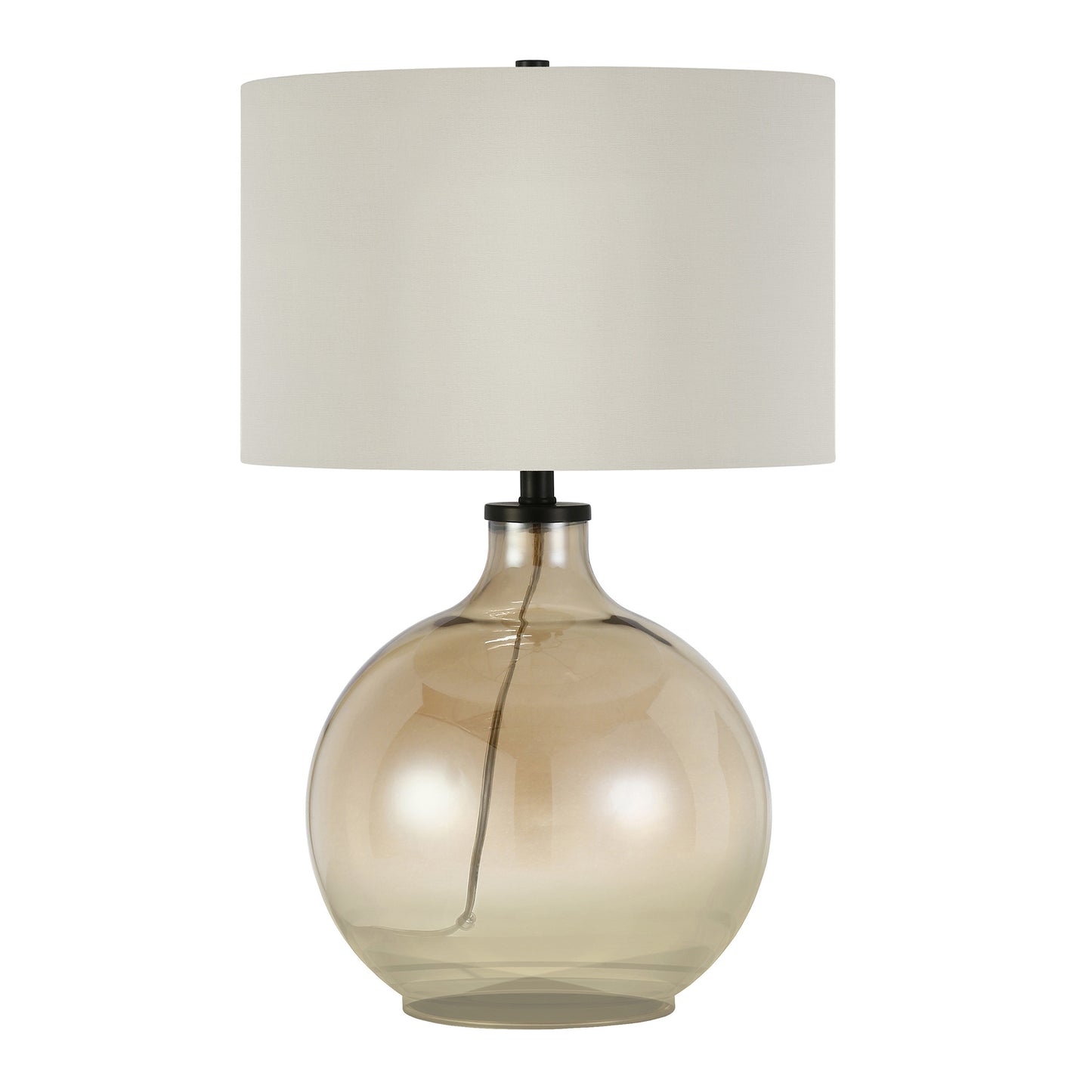 24" Gold Glass Globe Table Lamp With White Drum Shade