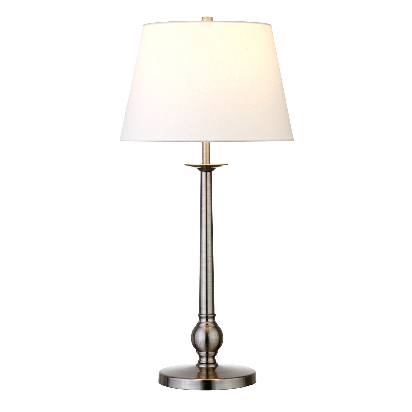 28" Nickel Metal Buffet Lamp With White Empire Shade