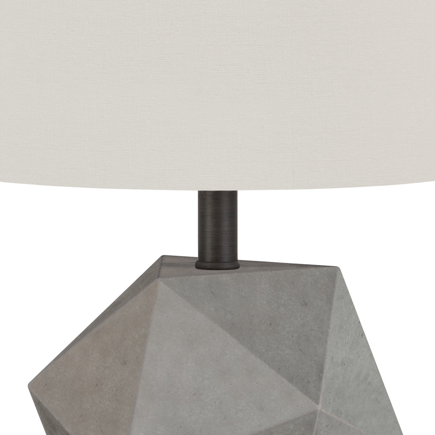 19" Gray and Black Concrete Table Lamp With White Drum Shade