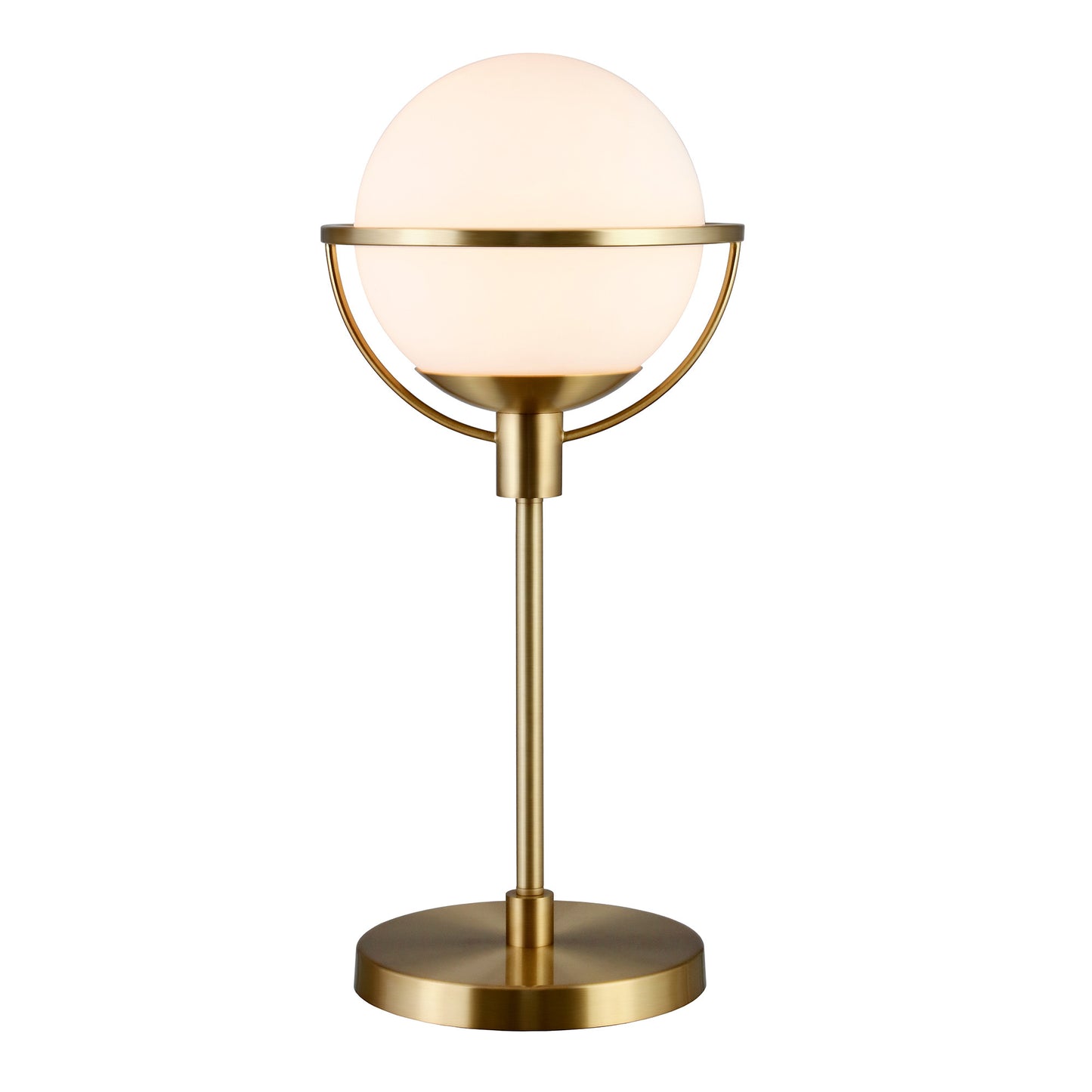 21" Brass Metal Globe Table Lamp With Clear Globe Shade