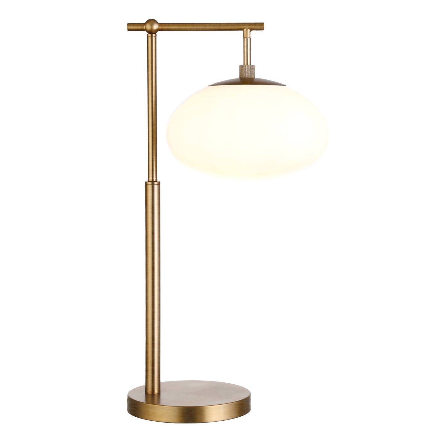 25" Brass Metal Arched Table Lamp With White Globe Shade