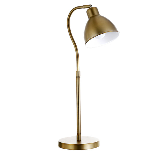 25" Brass Metal Arched Table Lamp With Brass Dome Shade