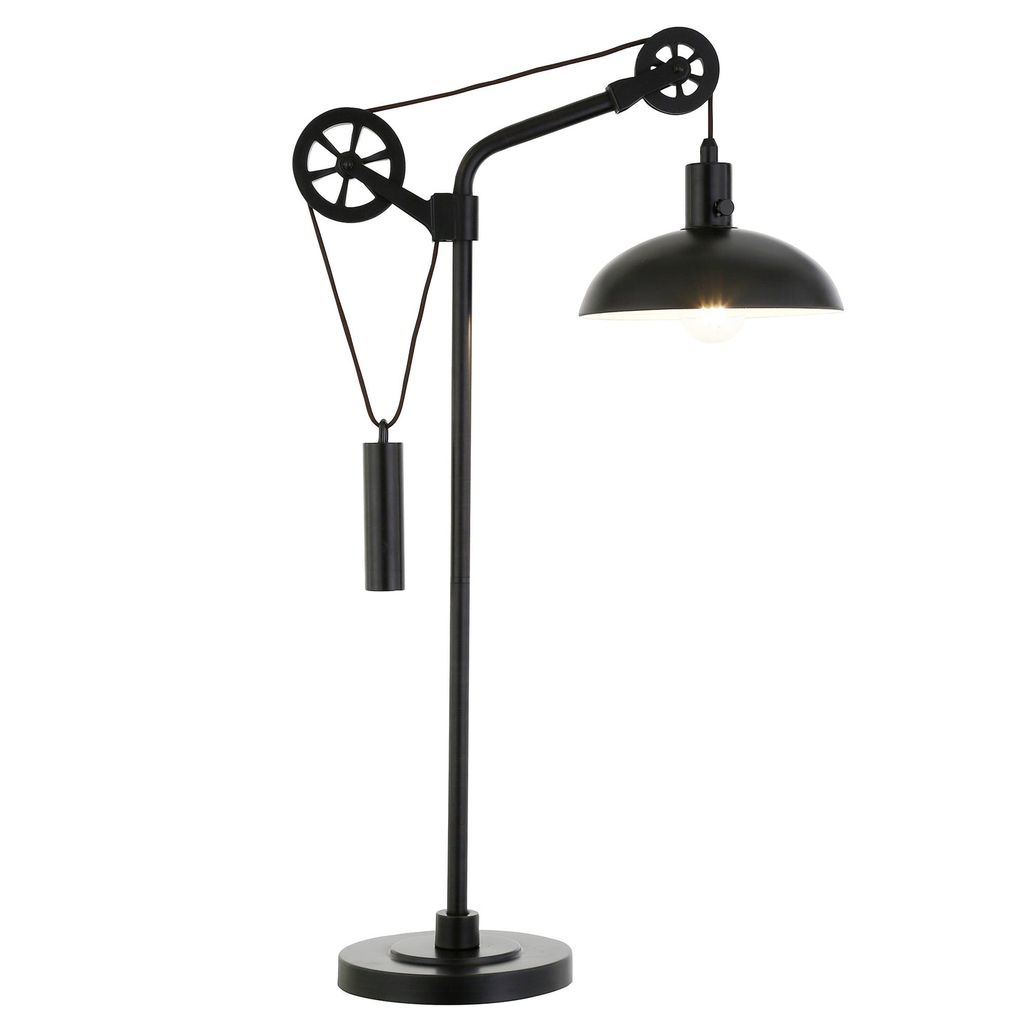 33" Black Metal Adjustable Desk Table Lamp With Black Dome Shade