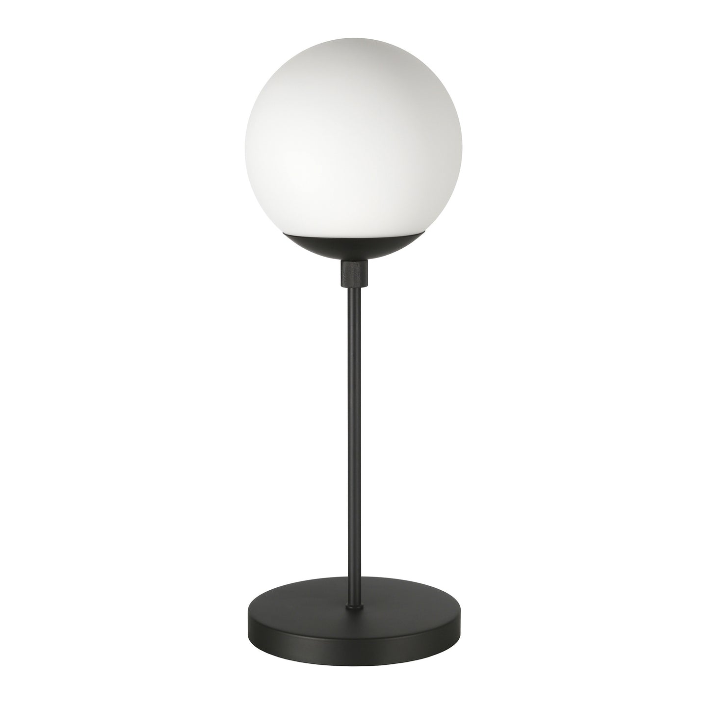 21" Black Metal Globe Table Lamp With Clear Globe Shade