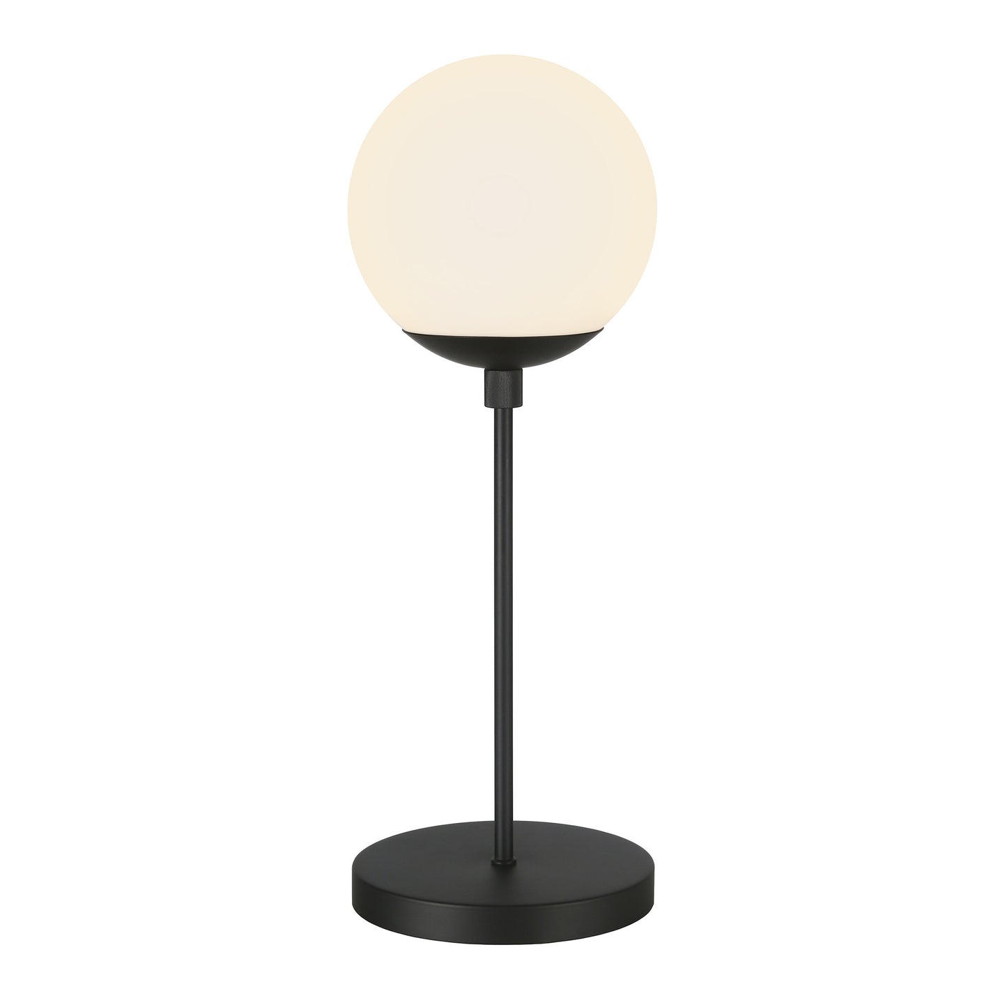 21" Black Metal Globe Table Lamp With Clear Globe Shade