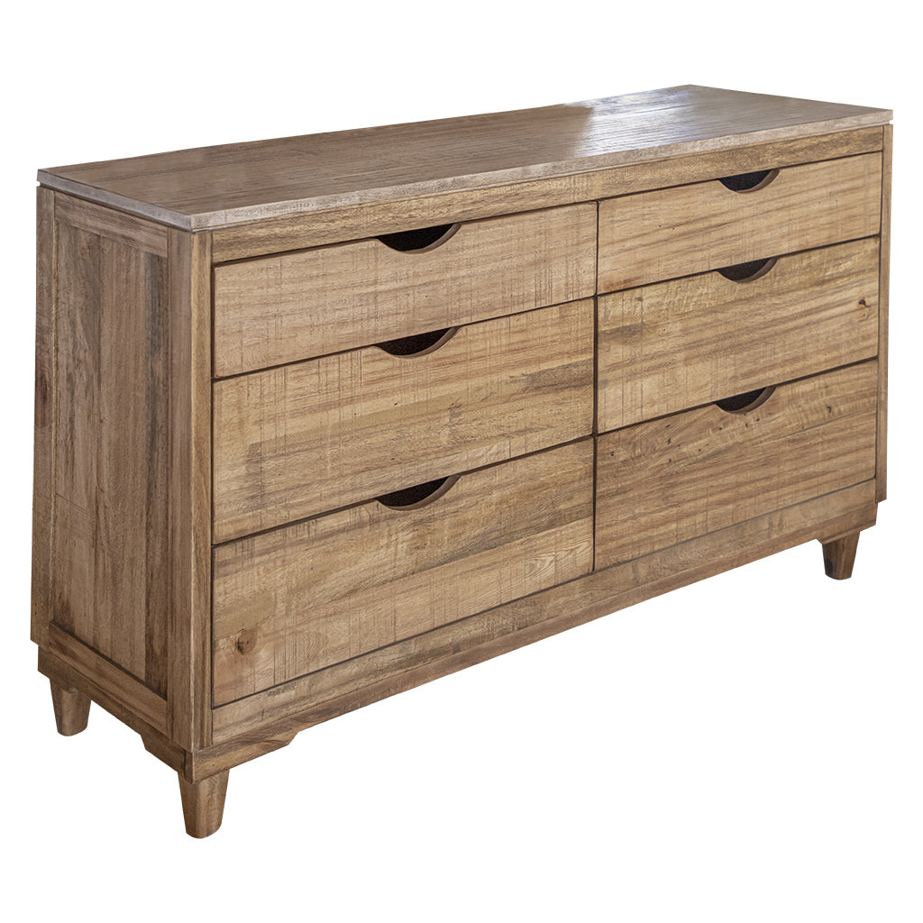 56" Natural Solid Wood Four Drawer Double Dresser