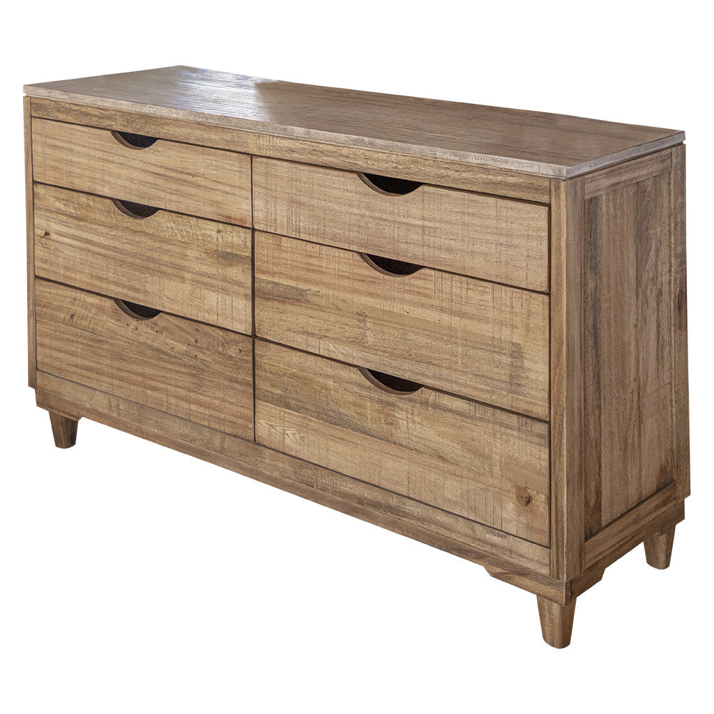 56" Natural Solid Wood Four Drawer Double Dresser