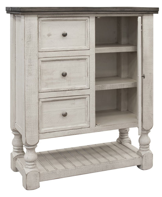 39" Gray And Ivory Solid Wood Three Drawer Dresser