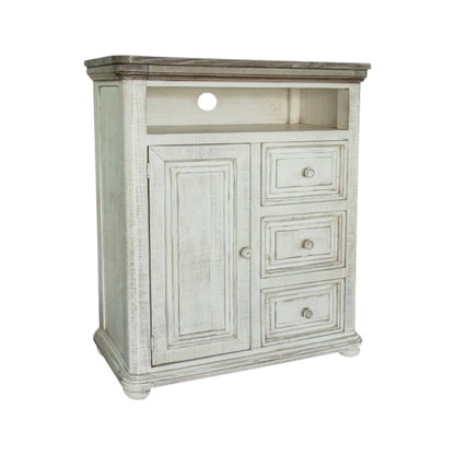 39" Off White Solid Wood Three Drawer Gentlemans Chest