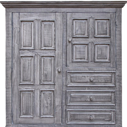55" Gray Solid Wood Three Drawer Gentlemans Chest