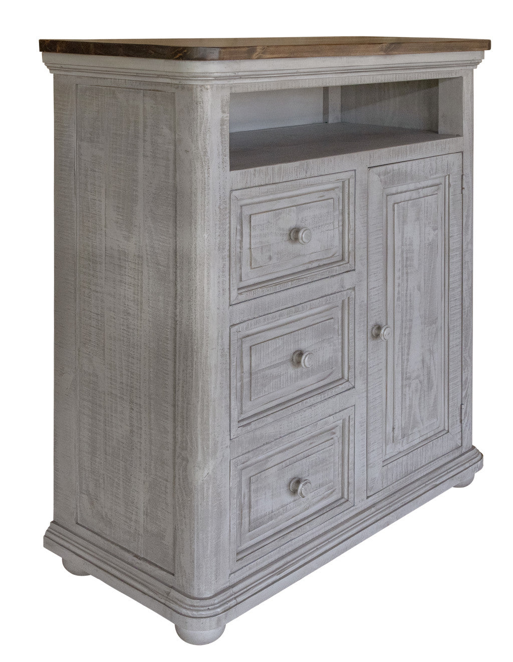 39" Gray Solid Wood Three Drawer Chest