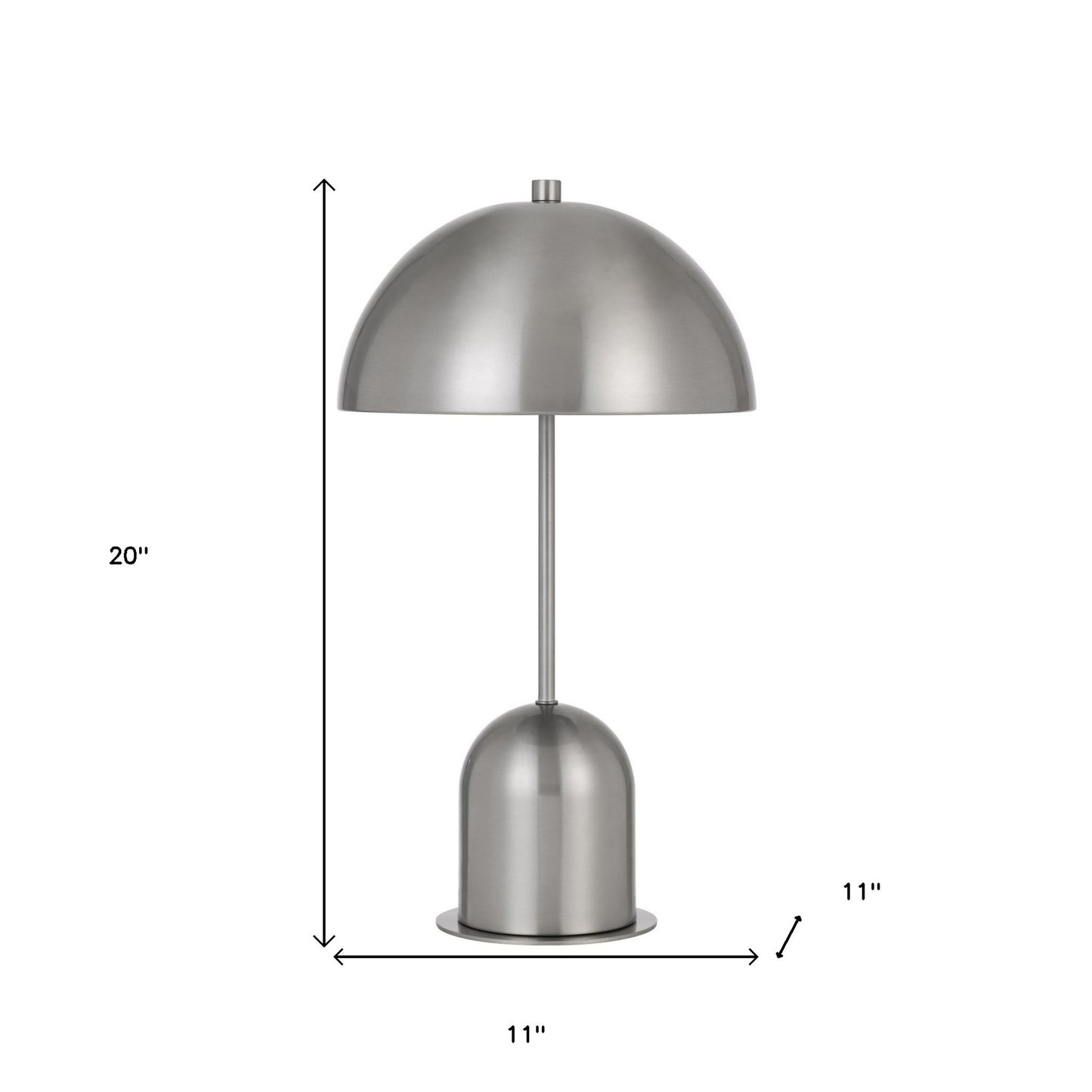 20" Nickel Metal Desk Table Lamp With Nickel Dome Shade