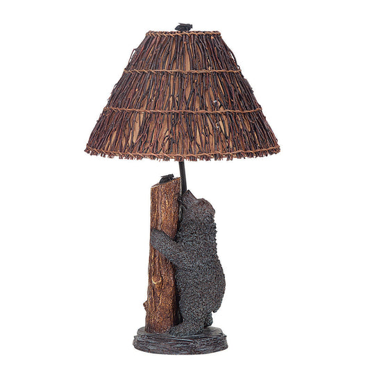 29" Gray Novelty Table Lamp With Brown Empire Shade