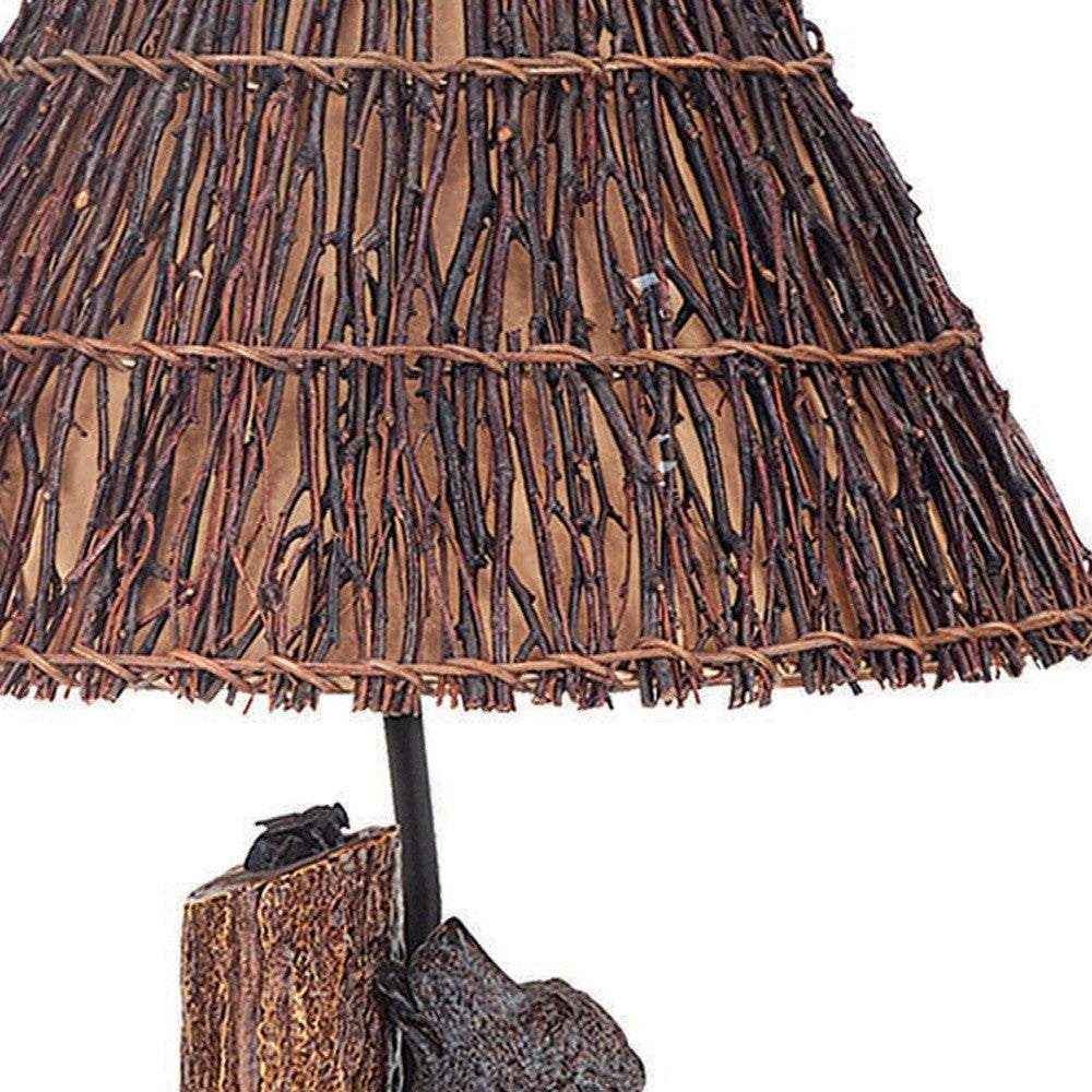 29" Bronze Table Lamp With Brown Empire Shade