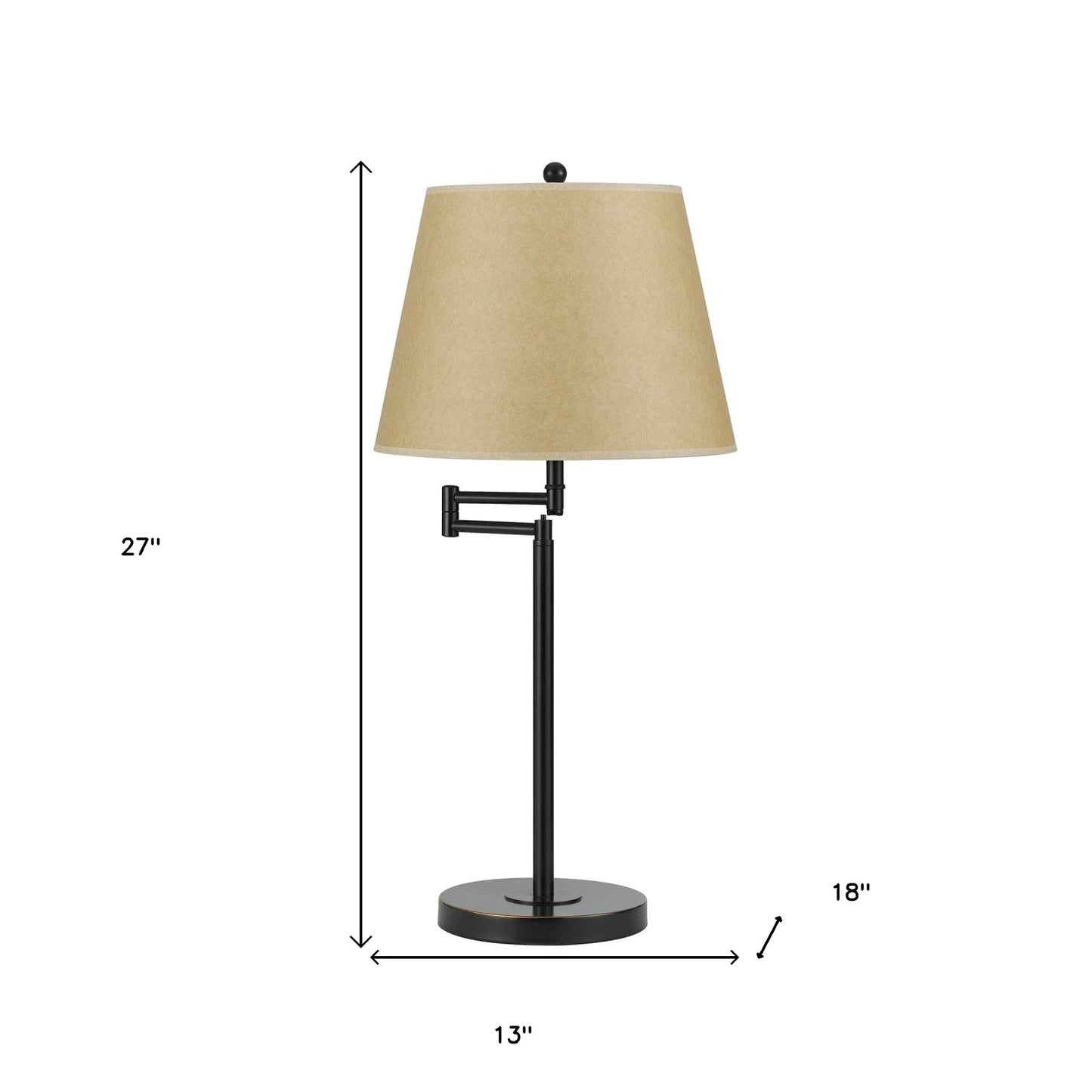 27" Bronze Metal Table Lamp With Tan Empire Shade
