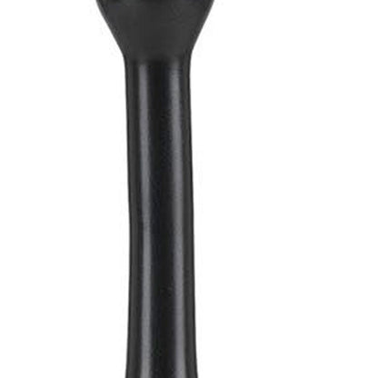 25" Blackened Bronze Metal Round Table Lamp With Off White Drum Shade