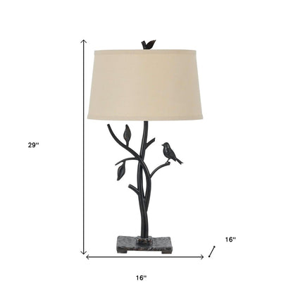 29" Black Birds On Branches Table Lamp With Empire Shade
