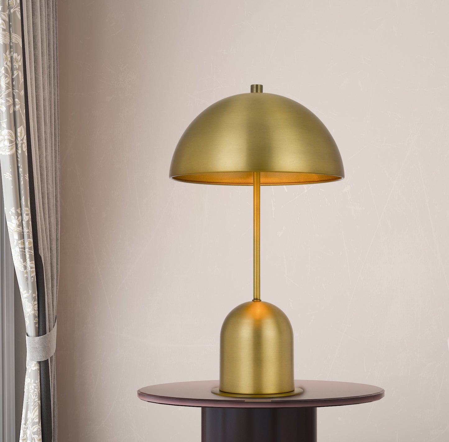 20" Antiqued Brass Metal Desk Table Lamp With Antiqued Brass Dome Shade