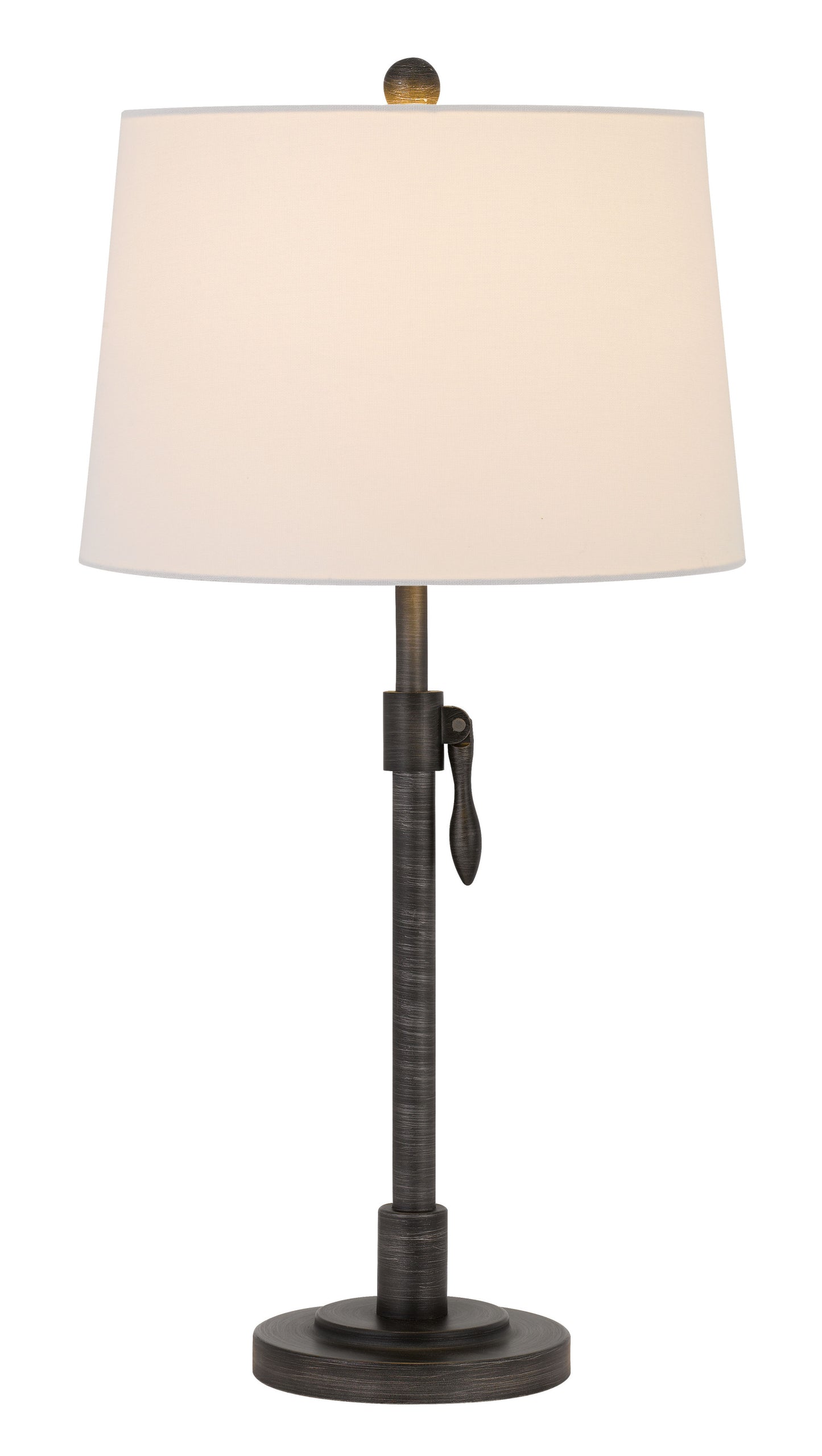 30" Silver Metal Adjustable Table Lamp With Off White Empire Shade
