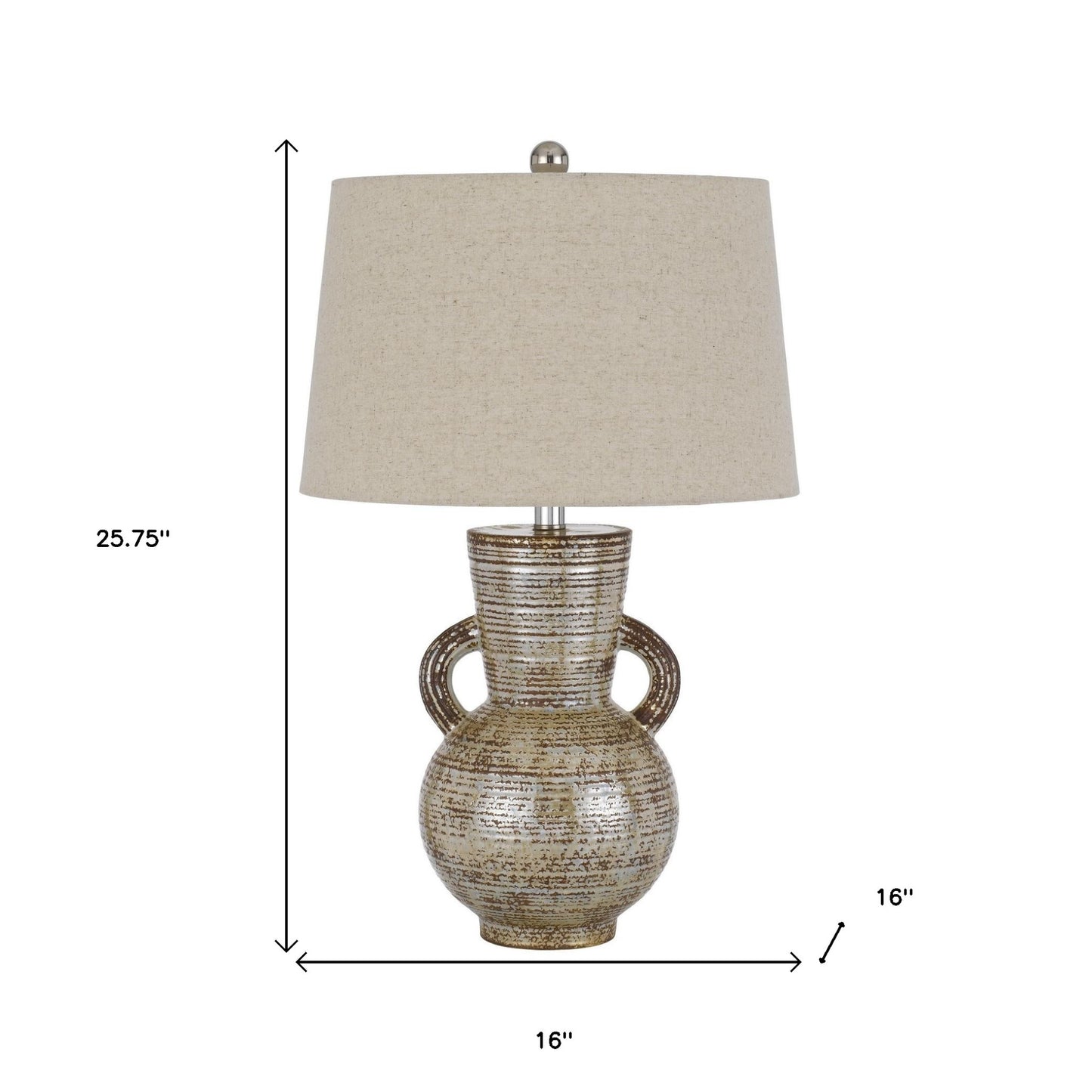 26" Bronze Ceramic Table Lamp With Brown Empire Shade