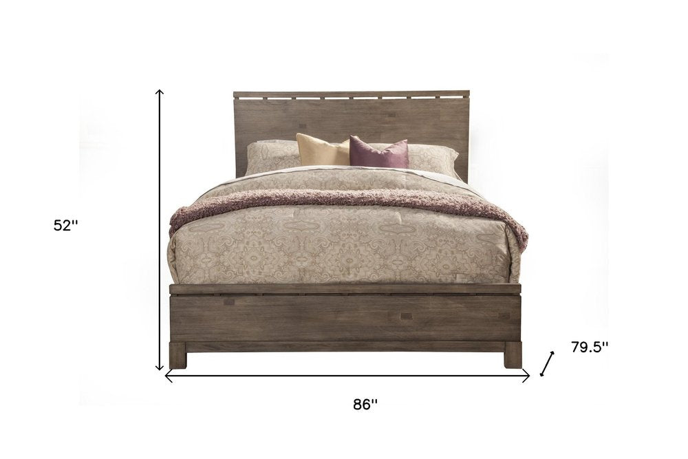 Gray Distressed Wood King Bed Frame