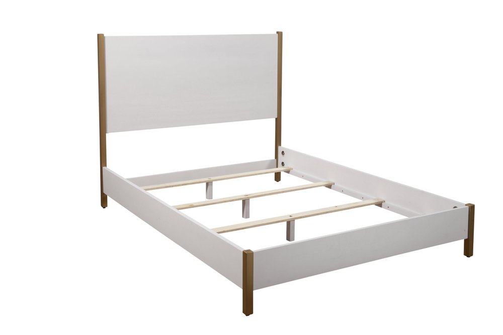 Gold And White Wood Queen Bed Frame