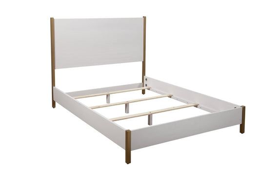 Gold And White Wood Queen Bed Frame