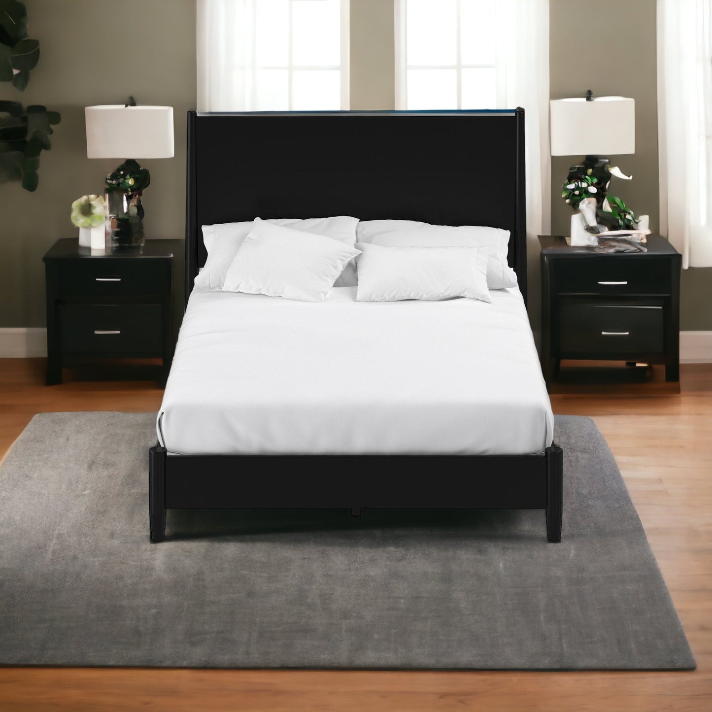 Black Solid and Manufactured Wood King Bed