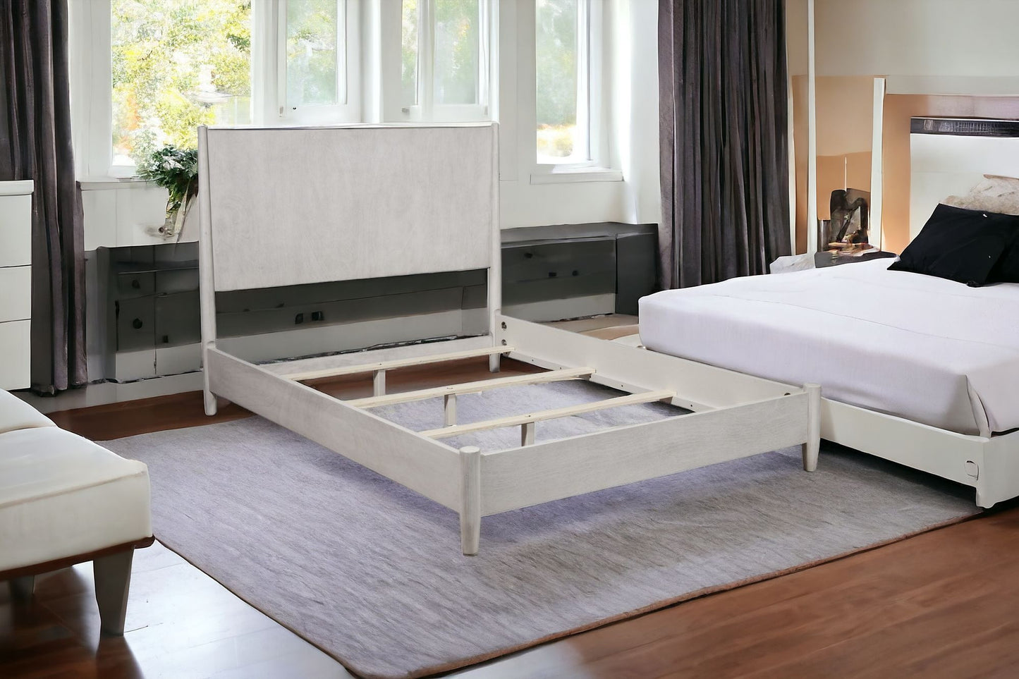 Gray Solid and Manufactured Wood California King Bed