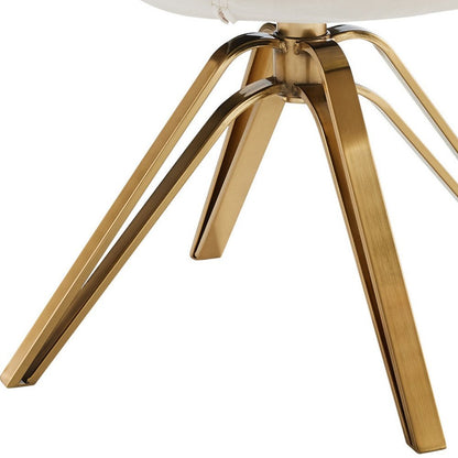 23" Off White And Gold Velvet Swivel Arm Chair