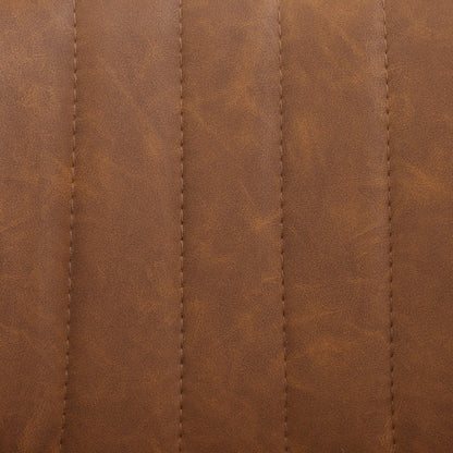 Set of Two 31" Brown And Black Faux Leather And Steel Swivel Low Back Adjustable Height Bar Chairs