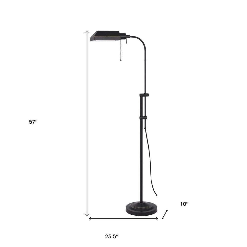 57" Bronze Metal Adjustable Floor Lamp With Bronze Metal Square Shade