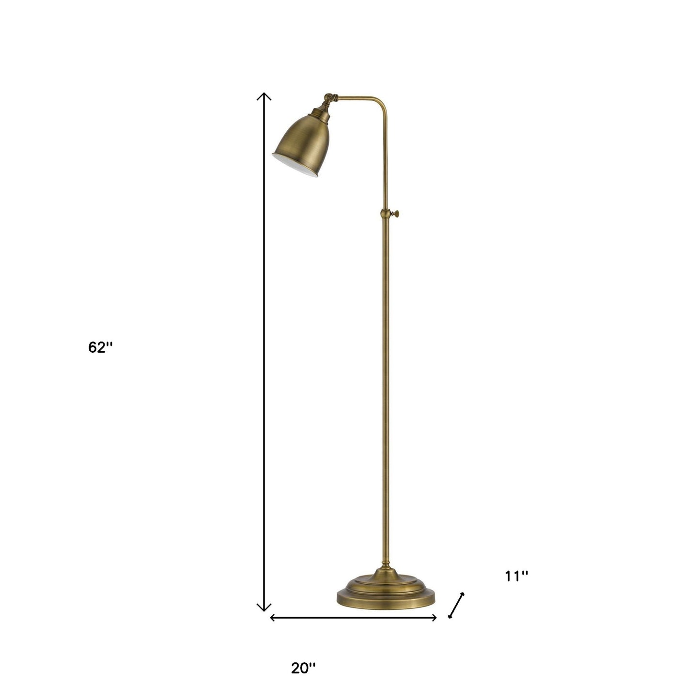 62" Bronze Adjustable Traditional Shaped Floor Lamp With Bronze Dome Shade