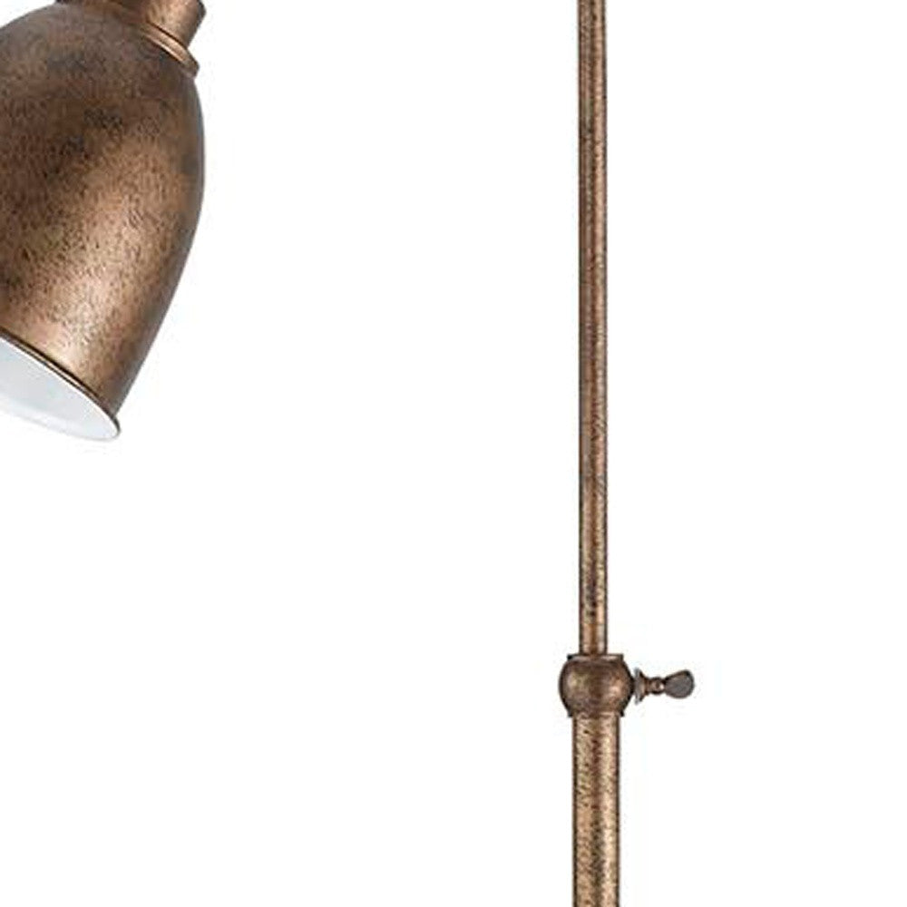 62" Rusted Adjustable Traditional Shaped Floor Lamp With Rust Dome Shade