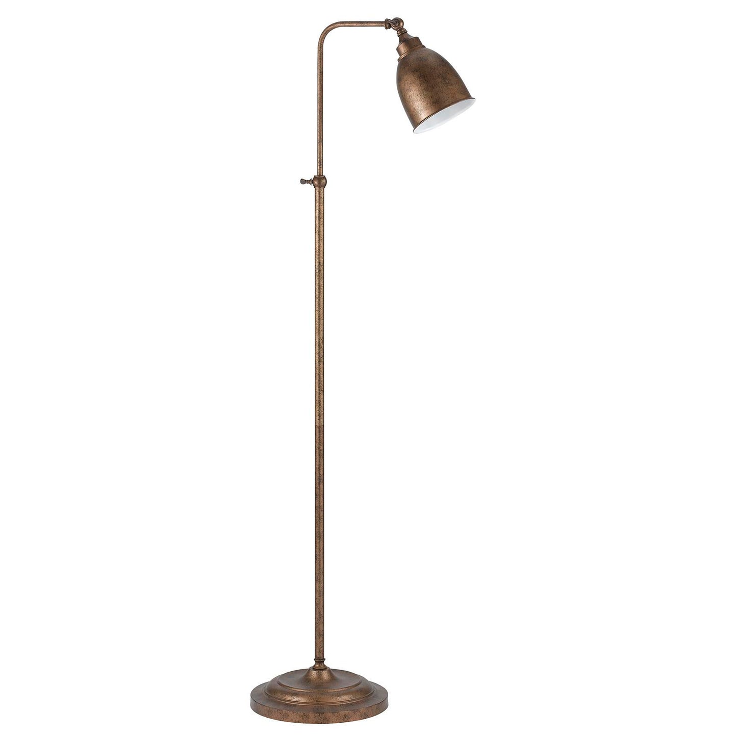 62" Rusted Adjustable Traditional Shaped Floor Lamp With Rust Dome Shade