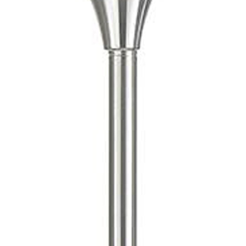 70" Nickel Metal Torchiere Floor Lamp With White Glass Dome Shade