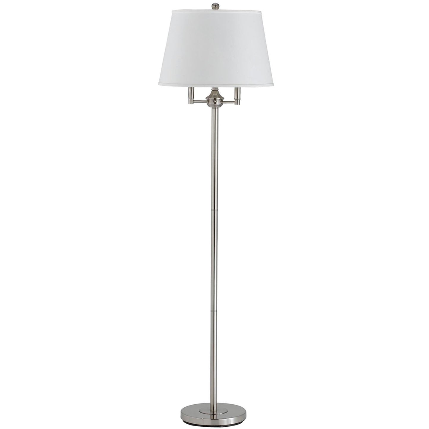 62" Nickel Four Light Traditional Shaped Floor Lamp With White Square Shade
