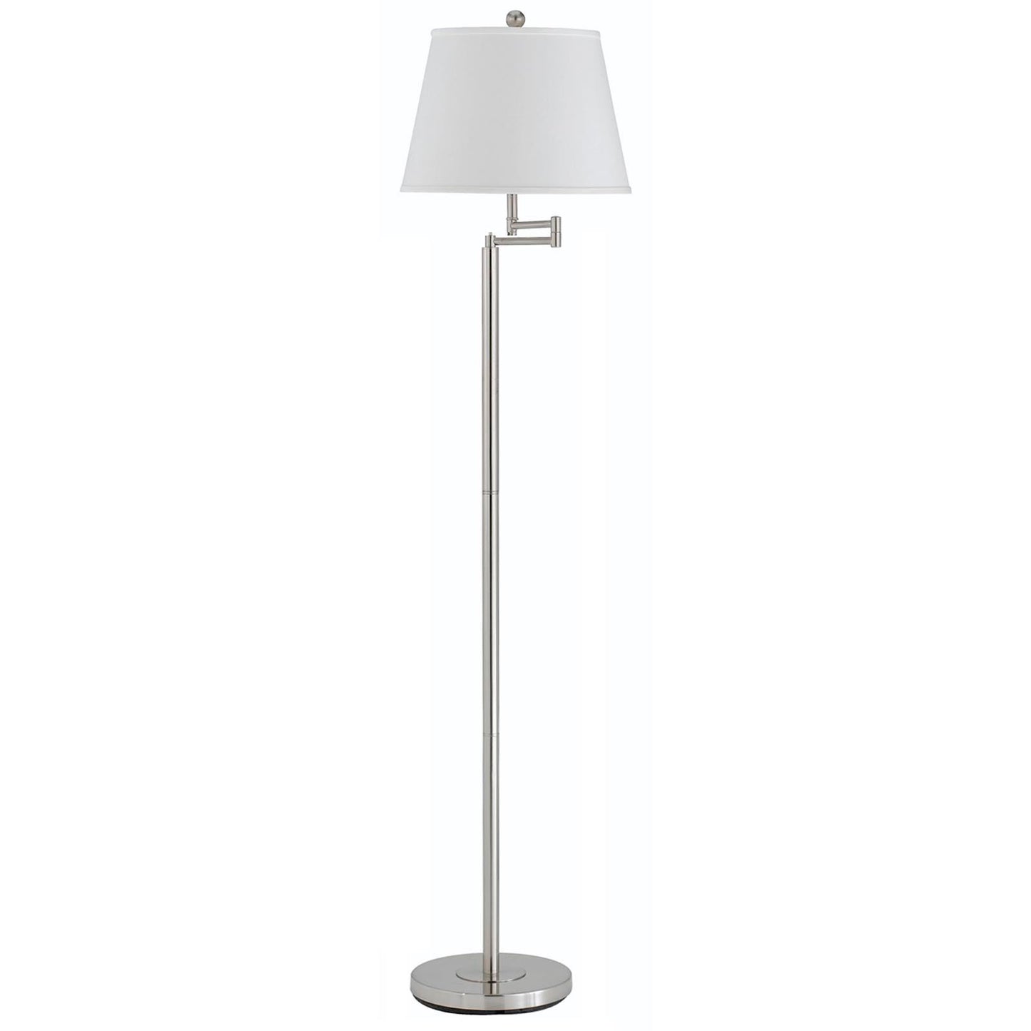 60" Nickel Swing Arm Floor Lamp With White Square Shade