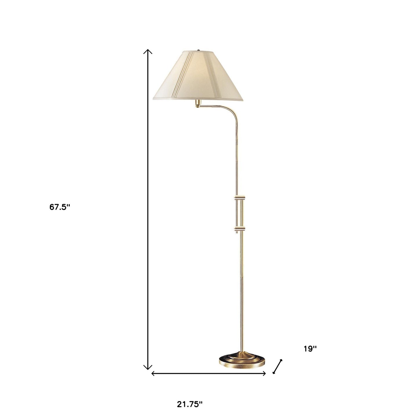 68" Bronze Adjustable Traditional Shaped Floor Lamp With Beige Empire Shade