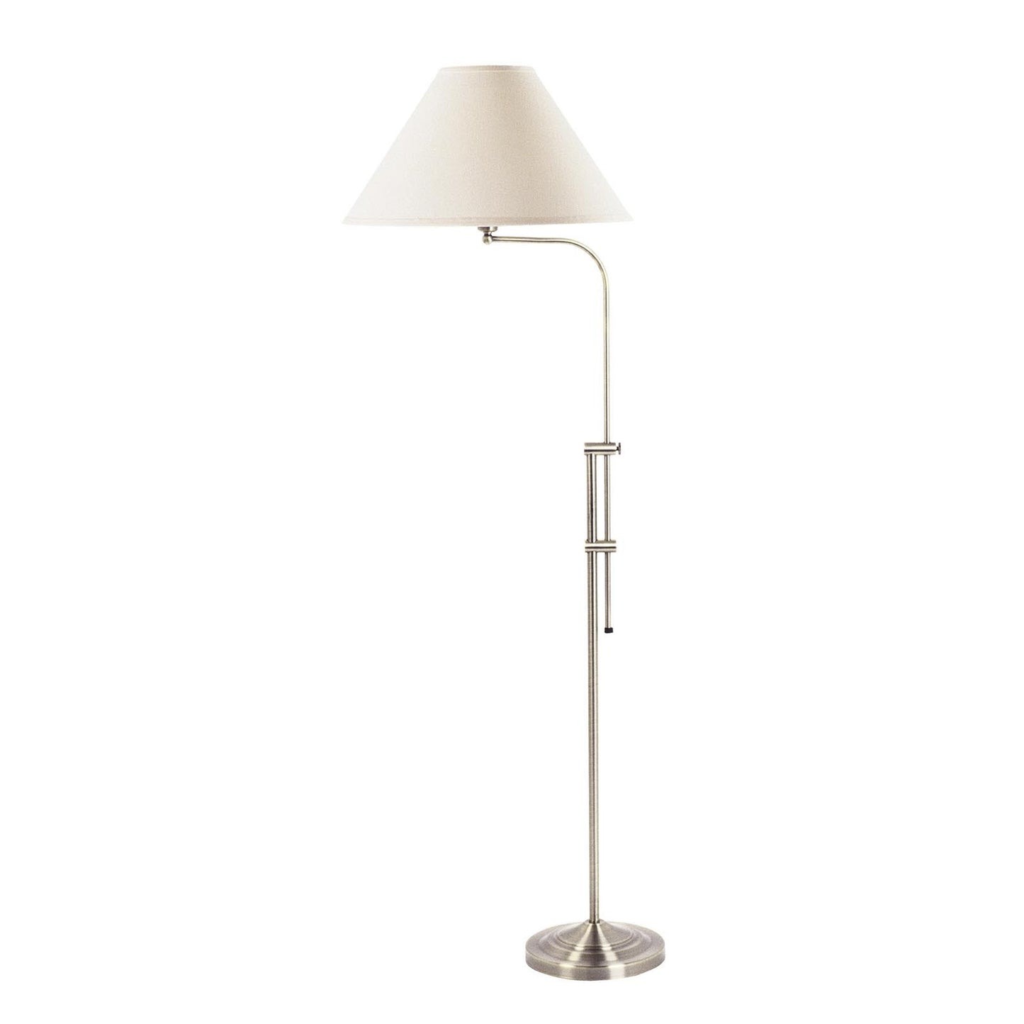 68" Nickel Adjustable Traditional Shaped Floor Lamp With White Empire Shade